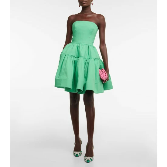 Oscar De La Renta Strapless Cotton Minidress