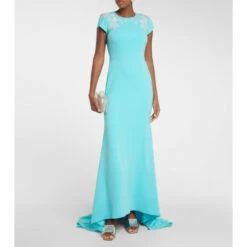 Oscar De La Renta Embroidered Silk-blend Gown