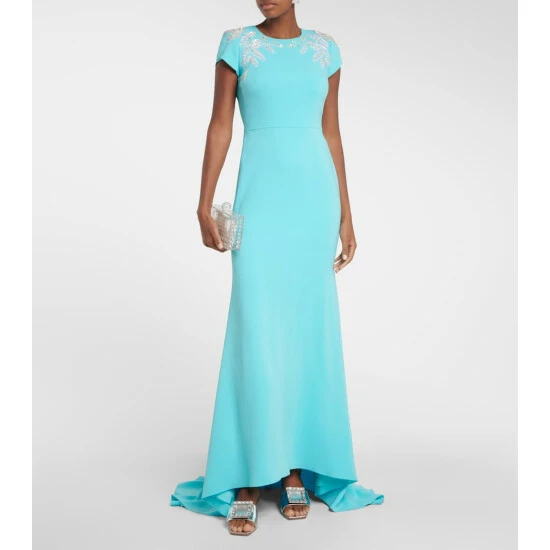 Oscar De La Renta Embroidered Silk-blend Gown