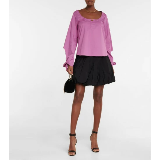Oscar De La Renta Poplin Off-shoulder Blouse