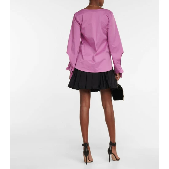 Oscar De La Renta Poplin Off-shoulder Blouse - Image 2