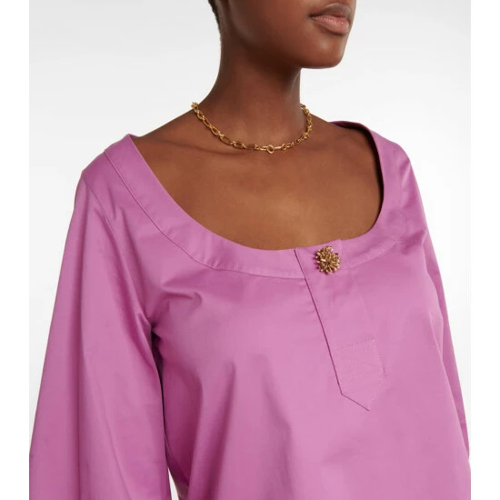 Oscar De La Renta Poplin Off-shoulder Blouse - Image 3