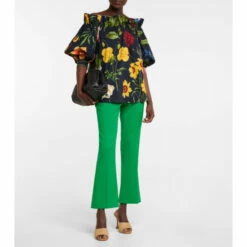 Oscar De La Renta Floral Cotton-blend Blouse