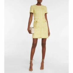 Oscar De La Renta Gingham Tweed Minidress