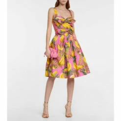 Oscar De La Renta Cotton Poplin-blend Midi Dress