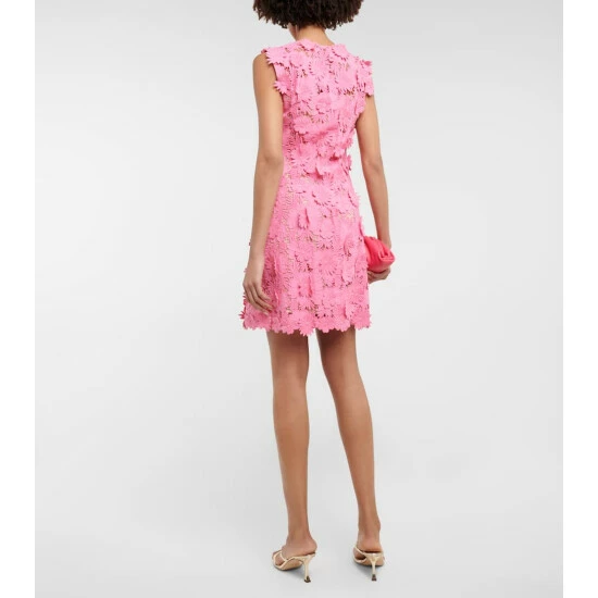 Oscar De La Renta Appliquéd Floral Lace Minidress - Image 2