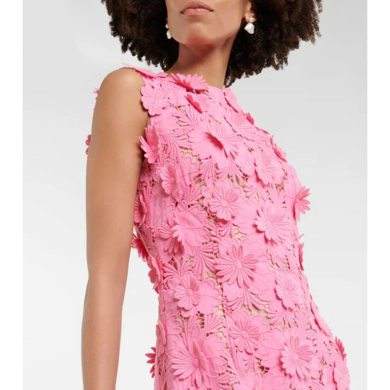 Oscar De La Renta Appliquéd Floral Lace Minidress - Image 3