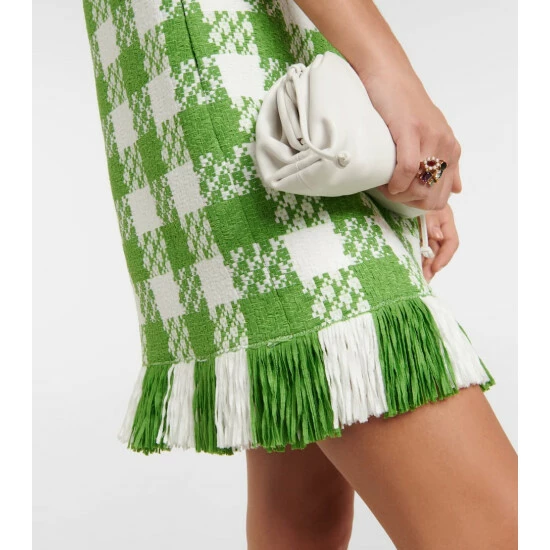 Oscar De La Renta Fringed Checked Tweed Minidress - Image 4