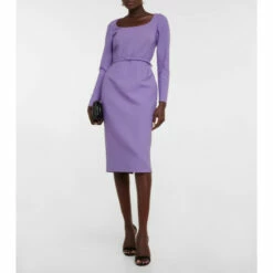 Oscar De La Renta Belted Pencil Midi Dress