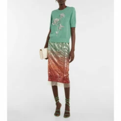 Oscar De La Renta Sequined Midi Skirt