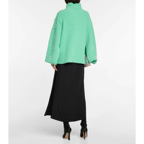 Oscar De La Renta Embellished Virgin Wool Turtleneck Sweater - Image 2