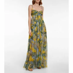 Oscar De La Renta Printed Silk Chiffon Gown