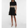 Oscar De La Renta Embellished Cutout Wool-blend Crêpe Minidress