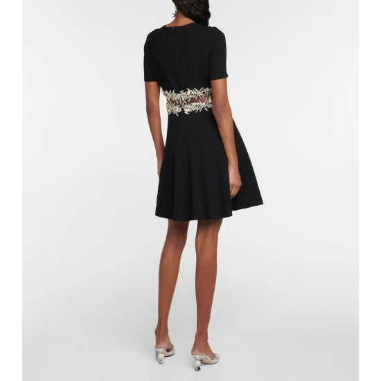 Oscar De La Renta Embellished Cutout Wool-blend Crêpe Minidress - Image 2