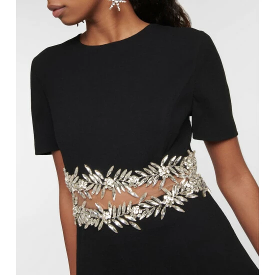Oscar De La Renta Embellished Cutout Wool-blend Crêpe Minidress - Image 3