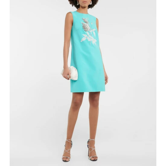 Oscar De La Renta Appliquéd Wool-blend Minidress