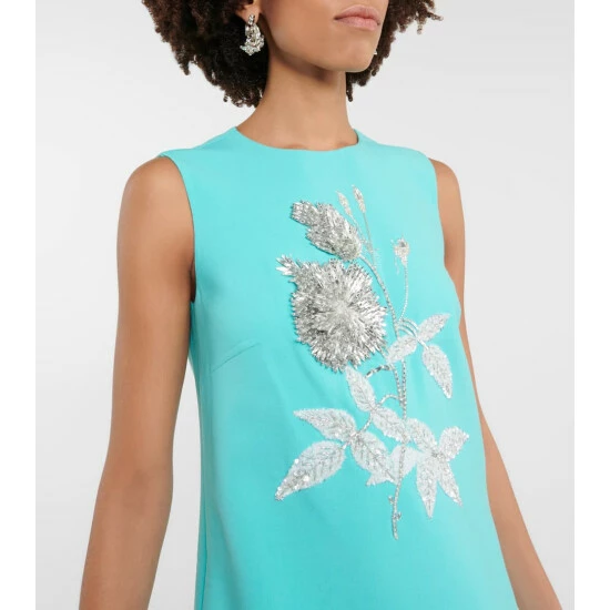 Oscar De La Renta Appliquéd Wool-blend Minidress - Image 3