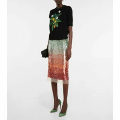 Oscar De La Renta Embroidered Cotton Knit Top