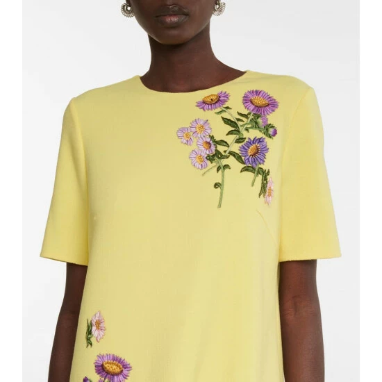 Oscar De La Renta Embroidered Wool-blend T-shirt Dress - Image 3