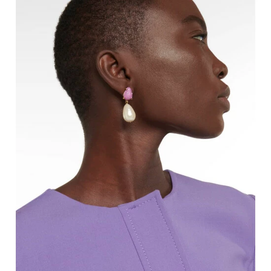 Oscar De La Renta Faux Pearl Drop Earrings - Image 2