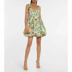 Oscar De La Renta Floral Poplin Minidress