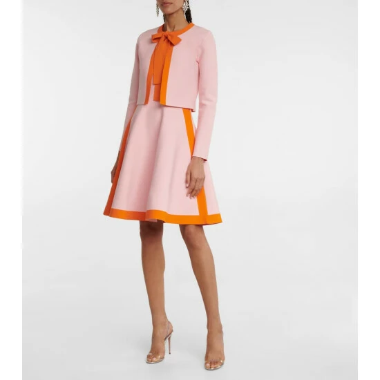 Oscar De La Renta Colorblocked Flared Minidress