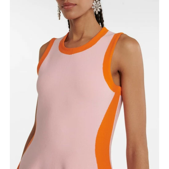 Oscar De La Renta Colorblocked Flared Minidress - Image 3