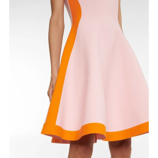 Oscar De La Renta Colorblocked Flared Minidress - Image 4