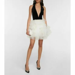 Oscar De La Renta Velvet And Tulle Minidress