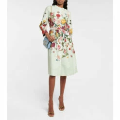 Oscar De La Renta Printed Cotton-blend Midi Dress