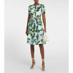 Oscar De La Renta Floral Cotton-blend Midi Dress