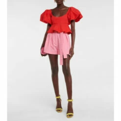 Oscar De La Renta Peplum Cotton Crop Top