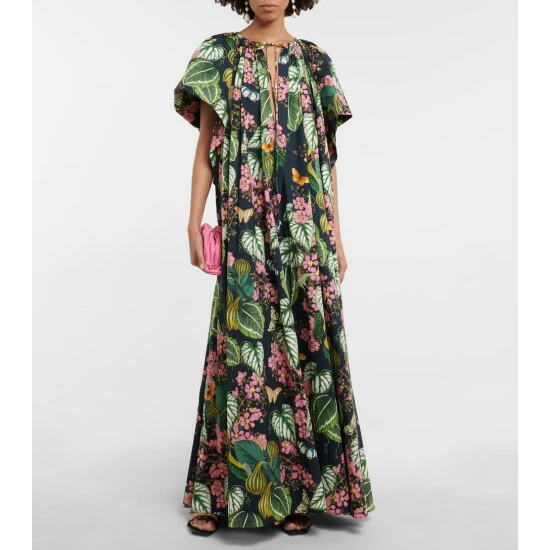 Oscar De La Renta Printed Cotton-blend Maxi Dress