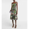 Oscar De La Renta Printed Cotton-blend Poplin Midi Dress