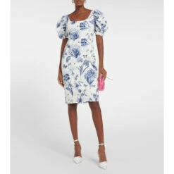 Oscar De La Renta Floral Cotton-blend Midi Dress