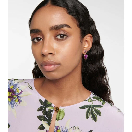 Oscar De La Renta Baby Heart Embellished Earrings - Image 2