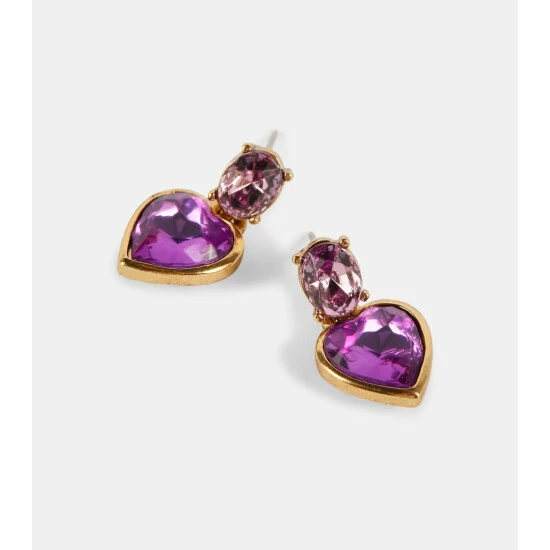 Oscar De La Renta Baby Heart Embellished Earrings - Image 3