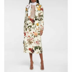 Oscar De La Renta Floral Cotton-blend Pencil Skirt