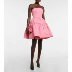 Oscar De La Renta Strapless Cotton Minidress