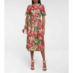 Oscar De La Renta Printed Poplin Midi Dress