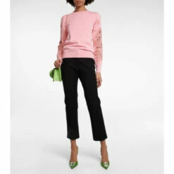 Oscar De La Renta Appliquéd Cotton Sweater