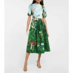 Oscar De La Renta Floral Cotton-blend Midi Dress
