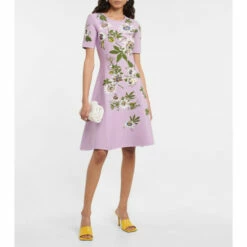Oscar De La Renta Floral Jacquard Knit Minidress