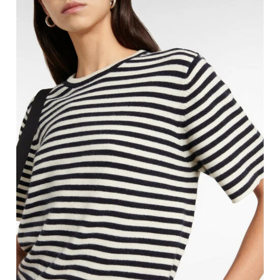 Extreme Cashmere N°64 Tshirt Striped Cashmere-blend Top - Image 3