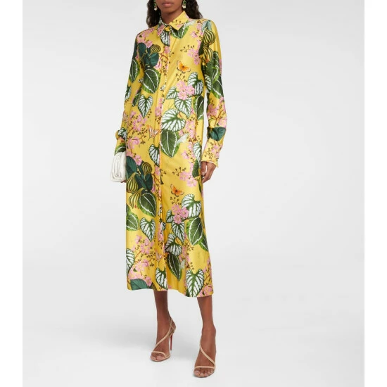 Oscar De La Renta Printed Jersey Shirt Dress