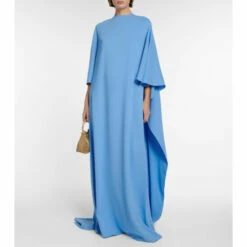 Oscar De La Renta Cape-detail Silk-blend Gown