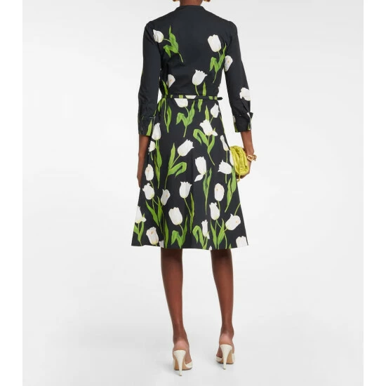 Oscar De La Renta Floral Cotton-blend Poplin Midi Dress - Image 2