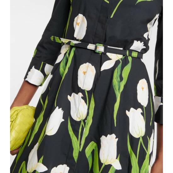 Oscar De La Renta Floral Cotton-blend Poplin Midi Dress - Image 4