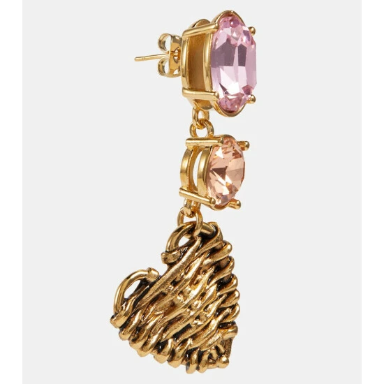 Oscar De La Renta Rattan Heart Embellished Earrings