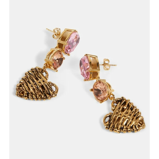 Oscar De La Renta Rattan Heart Embellished Earrings - Image 3